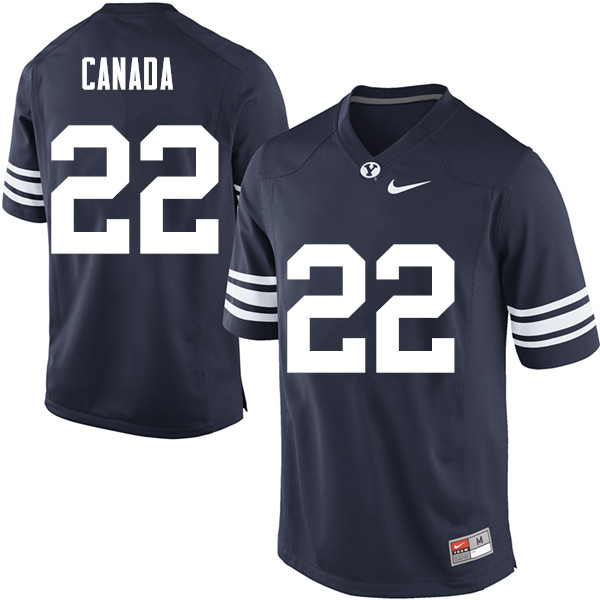 Men #22 Squally Canada BYU Cougars College Football Jerseys Sale-Navy